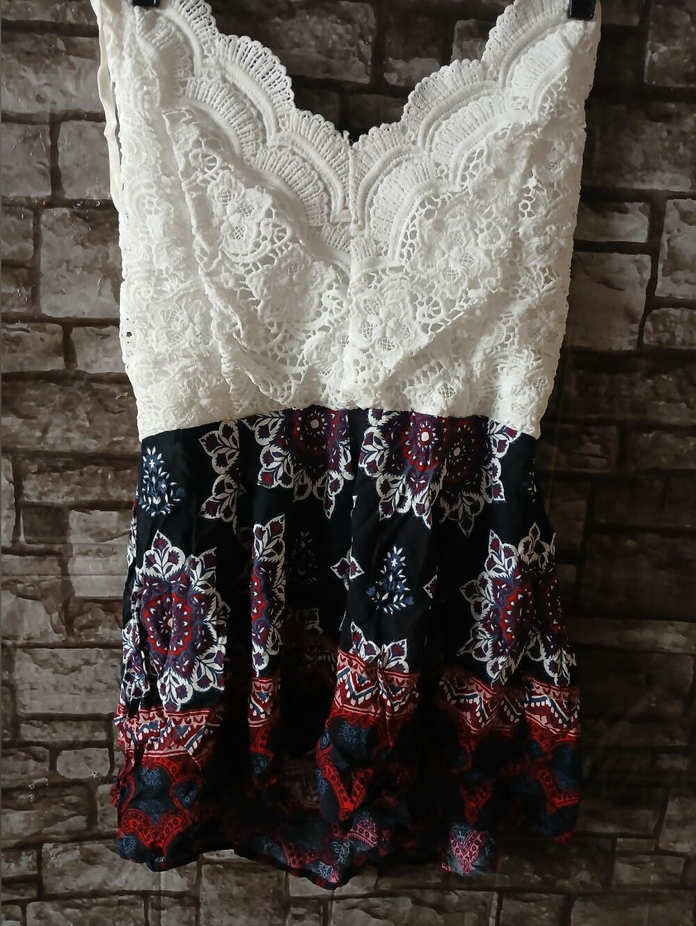 Charlotte Russe White Lace Bodice Floral Maxi Dress